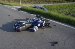 Crashed motorcycle